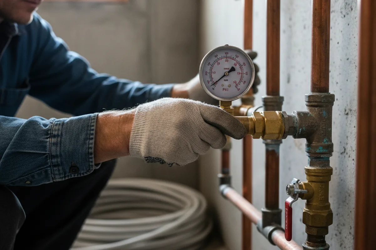 Pressure testing a repaired line during Water Line Repair in Forest Ranch